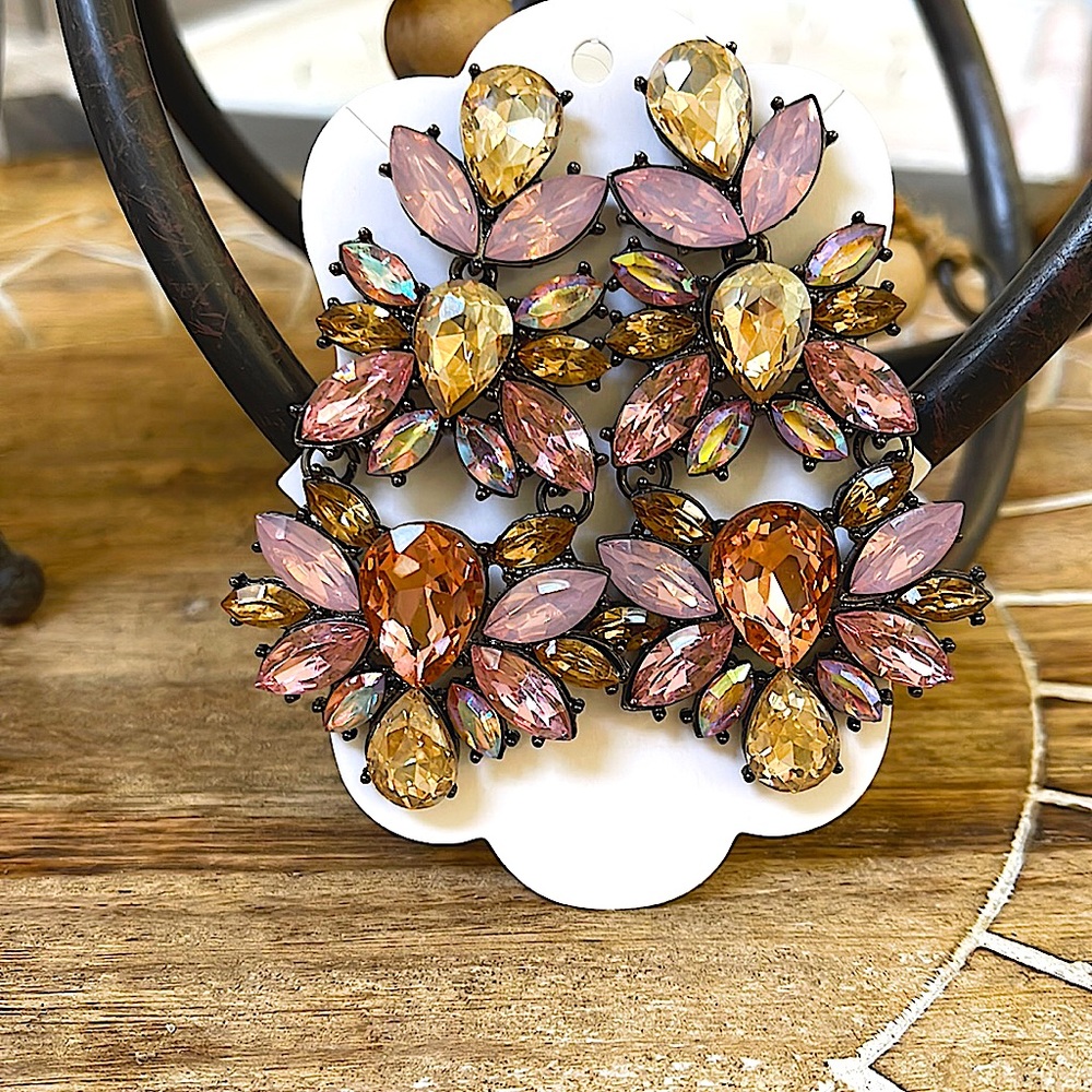 Gorgeous pink and gold statement earrings